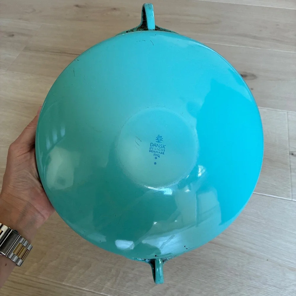Vintage Dansk Kobenstyle Turquoise 9.5‎ Paella Pan MCM Enamel Denmark IHQ